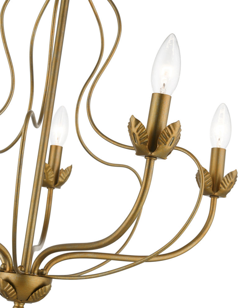 Livex Lighting 5 Light Antique Gold Leaf Chandelier