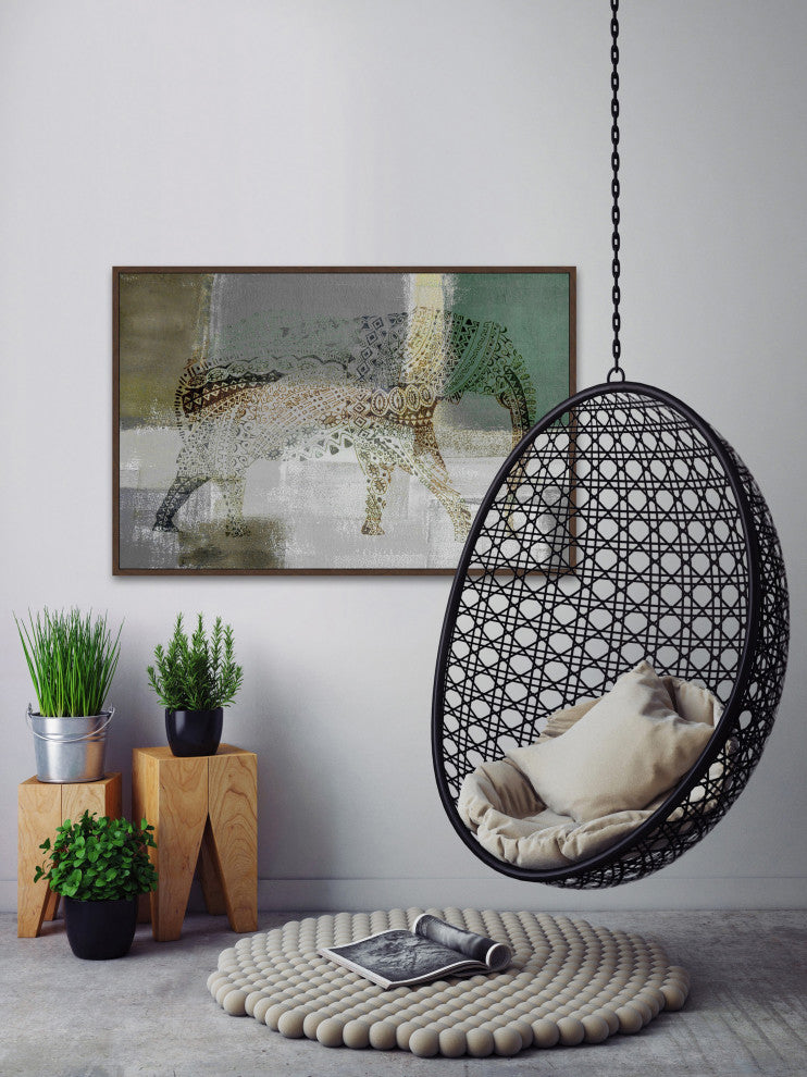 "Decorative Elephant" Floater Framed Painting Print on Canvas, 60"x40"
