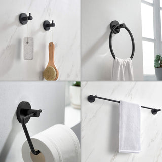 Circular 5-Piece Bathroom Hardware Set, Matte Black