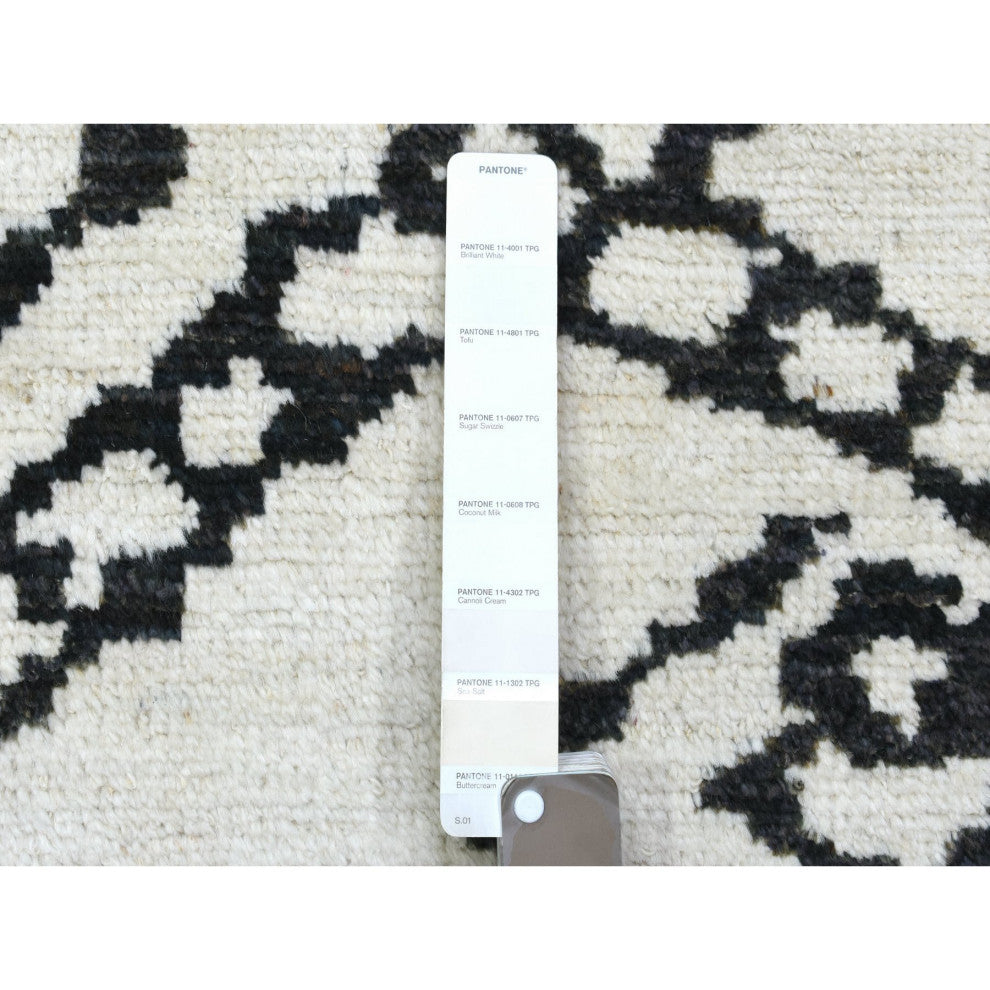 Ivory, Hand Knotted Boujaad Moroccan Berber Soft Organic Wool Rug, 9'10"x13'8"