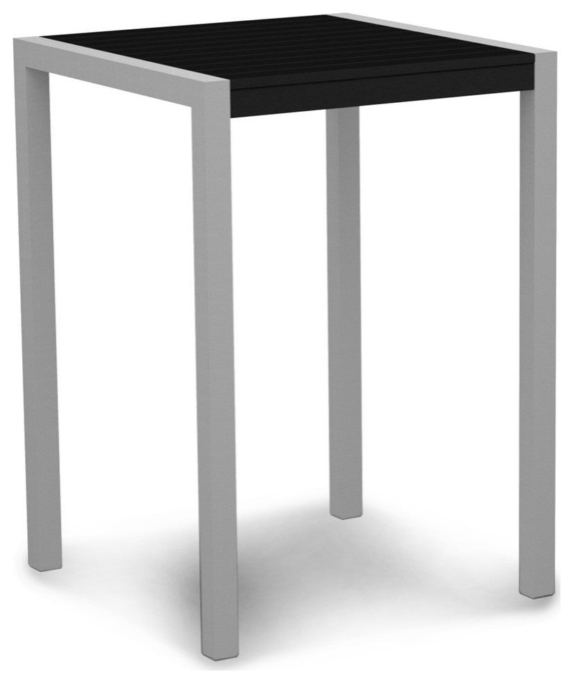 Polywood MOD 30" Bar Table, Textured Silver/Black
