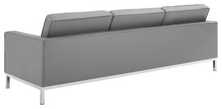 Loft 3 Piece Tufted Upholstered Faux Leather Set Silver Gray