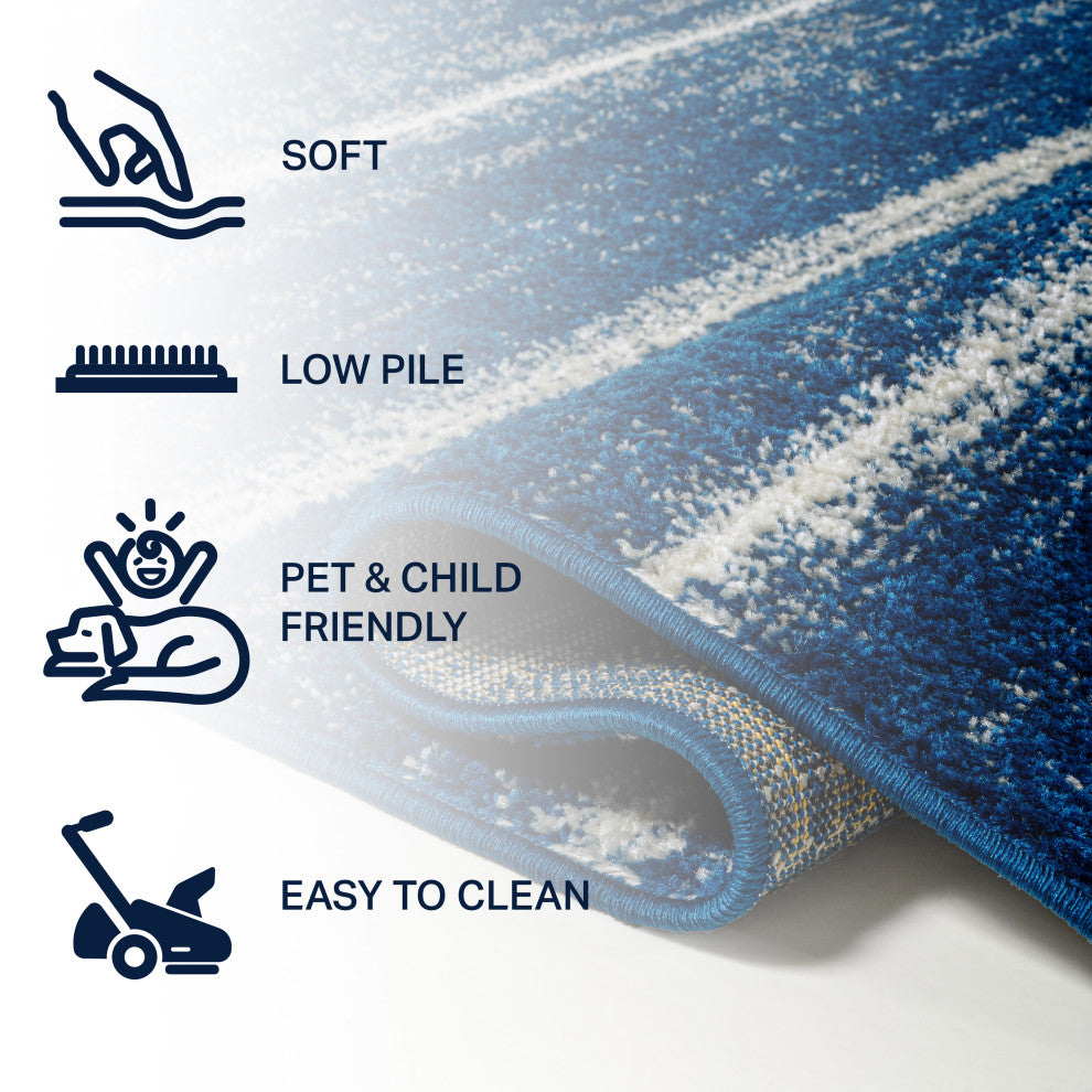 Williamsburg Minimalist Stripe Rug, Navy/Cream, 4 Ft. X 6 Ft.