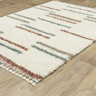 Aurora Geo Stripe Ivory/Multi Indoor Area Rug, Ivory, 9'10" x 12'10"