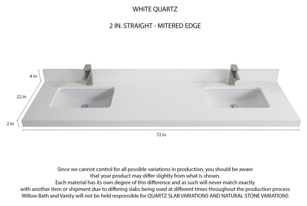 Sonoma 72 Double Sink Reeded Bath Vanity in White 2" White Quartz