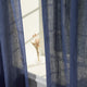 French Linen Romantic Tie Top Curtain, Indigo
