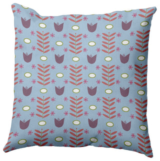 Spring Garden Polyester Indoor/Outdoor Pillow, Blue, 18"x18"