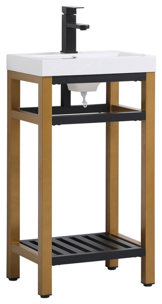 Home Living Single Bathroom Metal Vanity, Golden Black, 18"