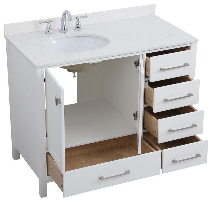 Iris 42" Single Bathroom Vanity, White With Backsplash