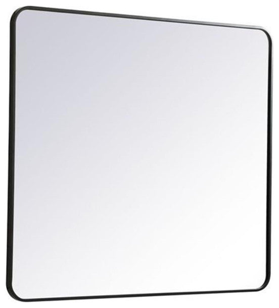 Elegant Decor Evermore 36x40" Soft Corner Metal Rectangular Mirror in Black