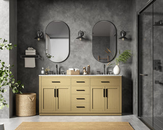 Home Living 72" Double Bathroom Vanity, Honey Brown