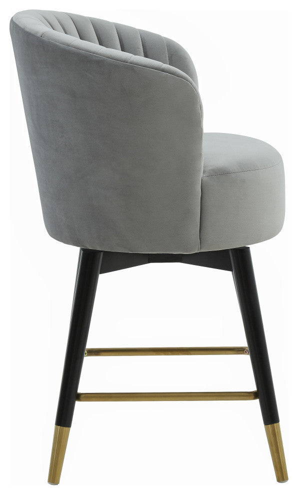 TOV Furniture Liana Grey Velvet Swivel Stool