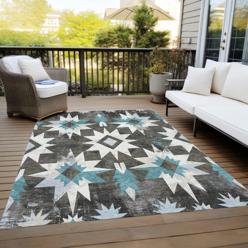 Machine Washable Indoor/Outdoor Chantille ACN1893 Coffee 5' x 7'6" Rug
