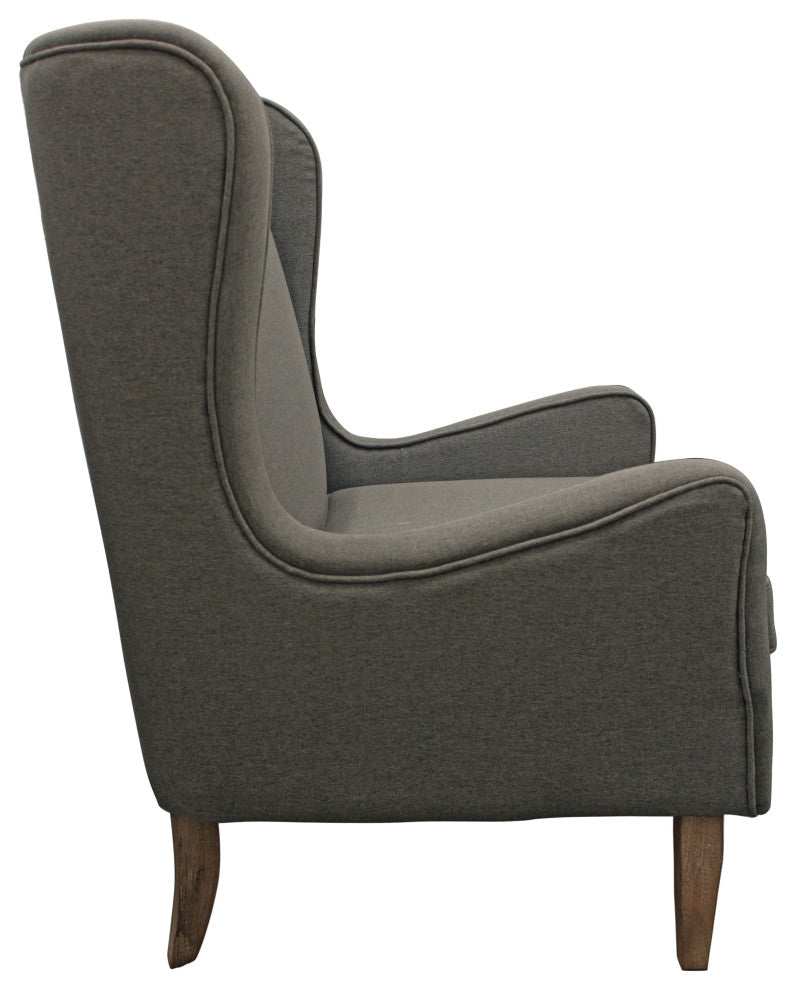 Boulter Lounge Chair with Solid Wood Legs in Gray Linen Fabric