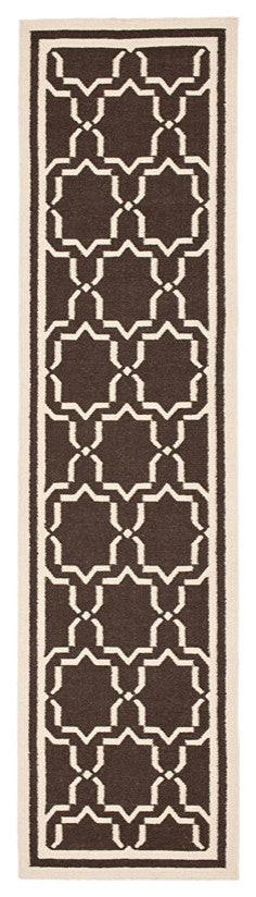 Safavieh Dhurries Dhu545A Geometric Rug, Chocolate/Ivory, 6'0"x6'0" Round