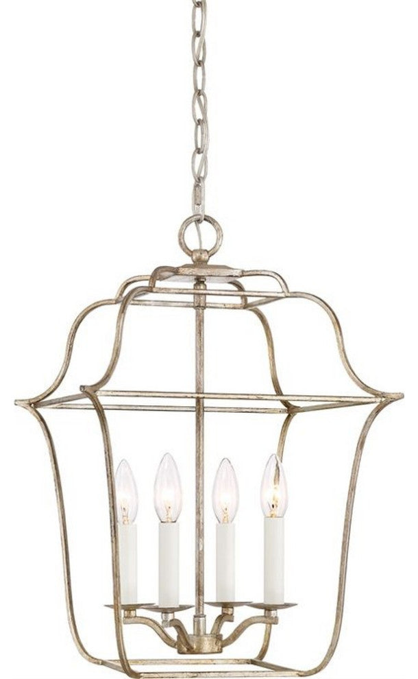 Quoizel GLY5204CS Four Light Foyer Pendant, Century Silver Leaf Finish