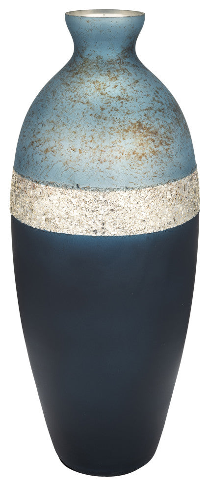 Glass, 18" Tri-Colored Glittered Vase, Multi