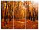 "Yellow Falling Leaves in Forest" Photo Wall Art, 3 Panels, 36"x28"