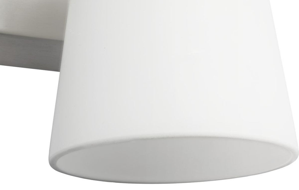 Vertex Collection Two-Light Brushed Nickel Etched White Glass Bath Light