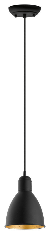 Priddy 2 1-Light Mini Pendant - Black Exterior and Gold Interior Shade