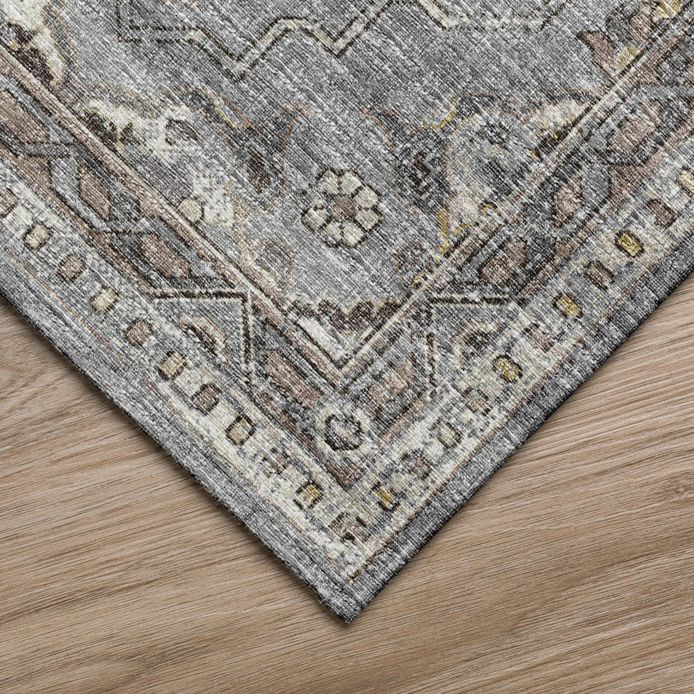Indoor/Outdoor Marbella MB4 Silver Machine Washable 6' x 6' Round Rug