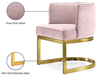 Gianna Velvet Dining Chair, Pink, Gold Base