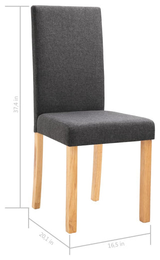 vidaXL Dining Chairs 6 Pcs Side Chair with Solid Wood Legs Dark Gray Fabric