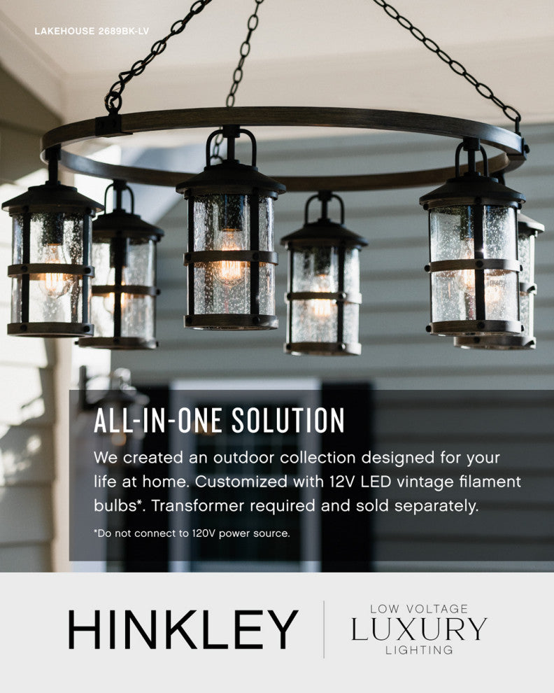 Hinkley Edgewater Large Post Top Or Pier Mount Lantern 12V, Black