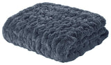 100% Polyester Machine Ruched Solid Long Fur Throw Slate Blue 50x60