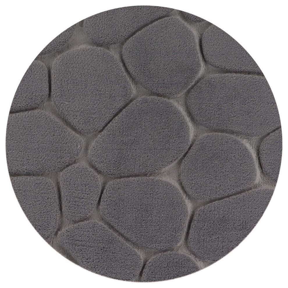 Bath Rug Memory Foam Mat 3D Pebble, Dark Gray, Runner Mat 48"