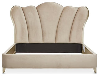 Michael Amini Villa Cherie Cal. King Channel Tufted Velvet Bed in Hazelnut Brown