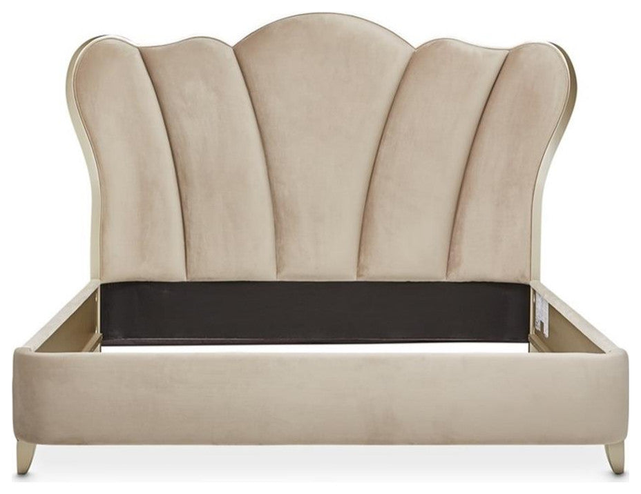 Michael Amini Villa Cherie Cal. King Channel Tufted Velvet Bed in Hazelnut Brown