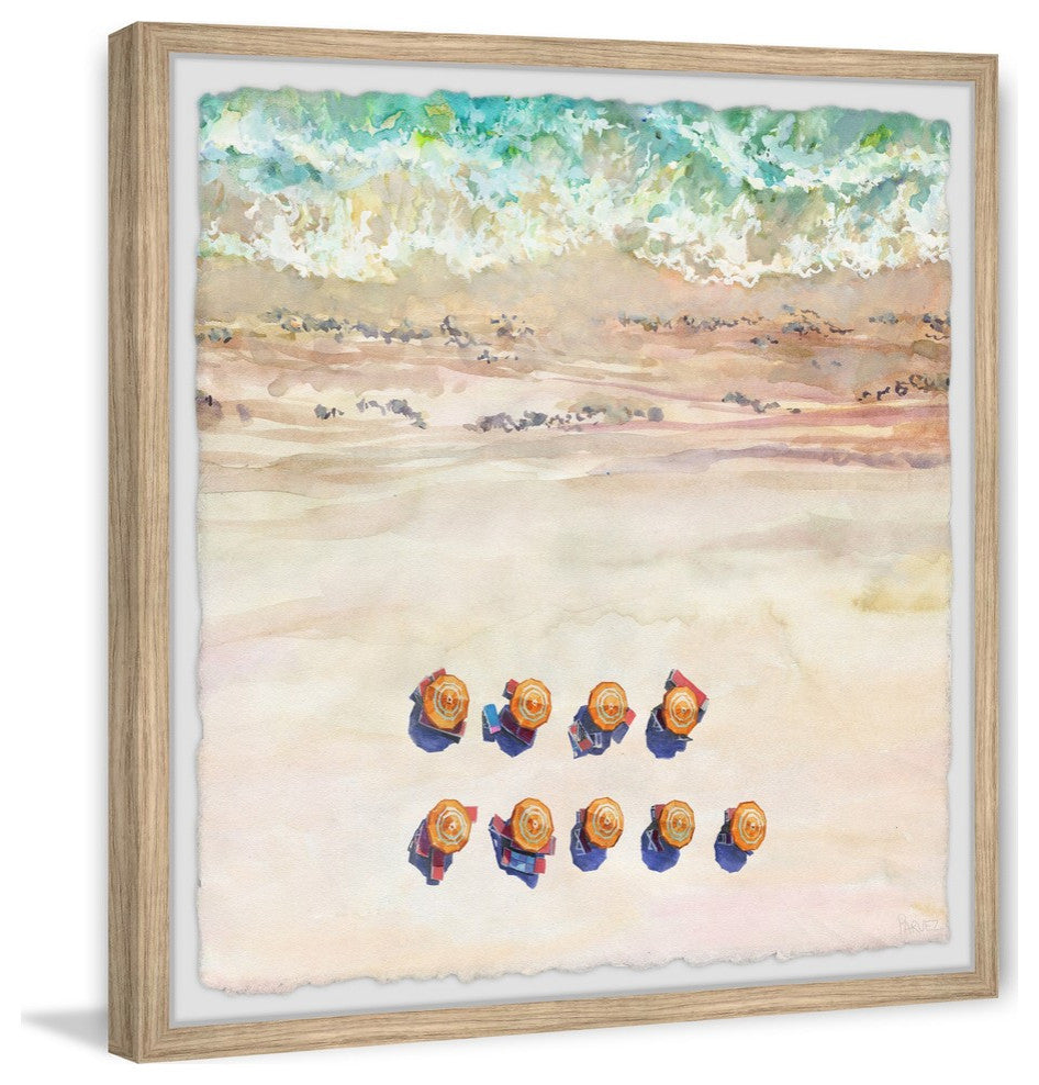 "Umbrella Shore" Framed Painting Print, 12"x12"