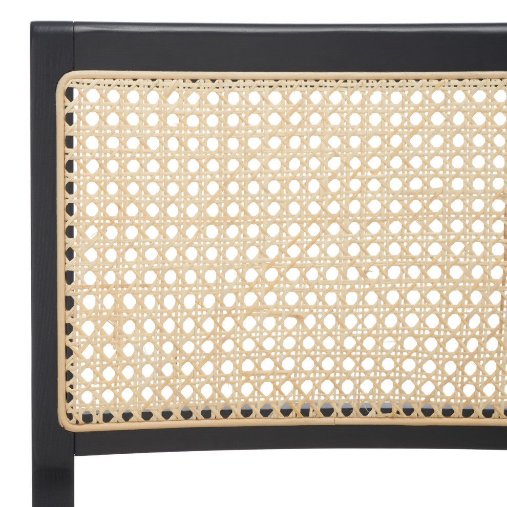 Safavieh Couture Hattie French Cane Counter Stool, Black/Natural