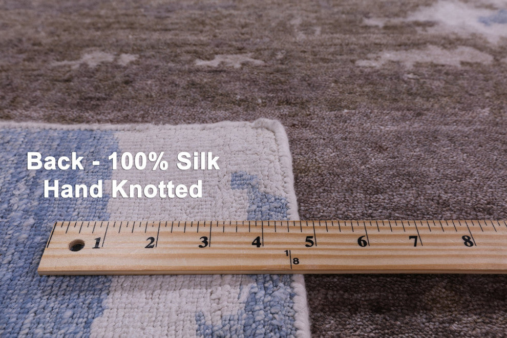 Modern Abstract Silk Hand Knotted Rug 9' 1" X 11' 11" Q5885