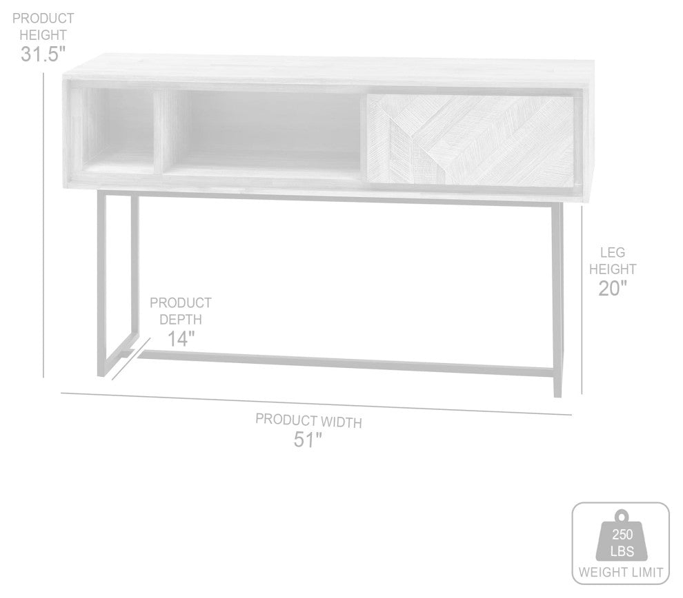 Peridot 1 Drawer Console Table, Natural Acacia Wood