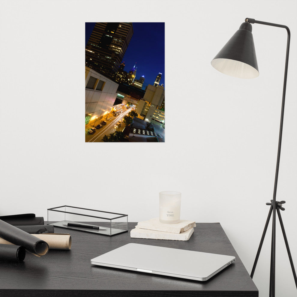 Light Trails in Philly Night Urban Landscape Photo Unframed Wall Art Print, 12" X 18"