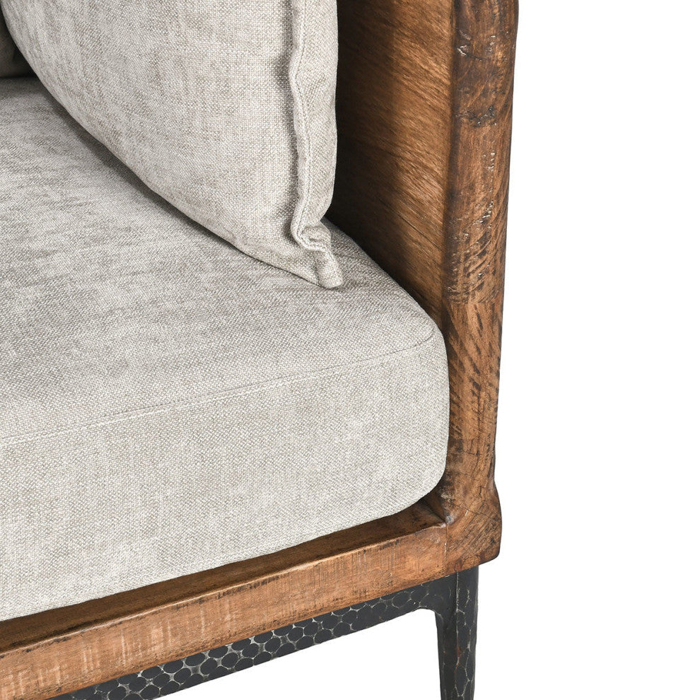 Ivory & Salvaged Pine Sofa