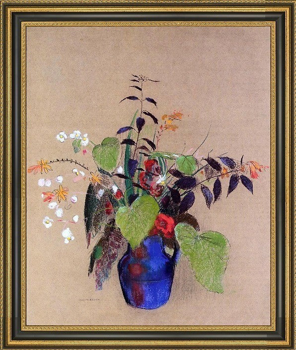 Odilon Redon Flowers in a Blue Jug Framed Premium Canvas Print, 20"x25"