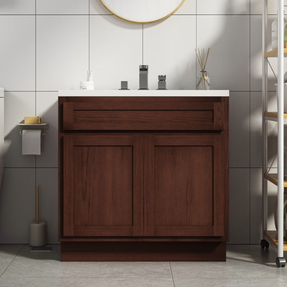 Vanity Art Vanity Base Cabinet, No Top, 33", Brown