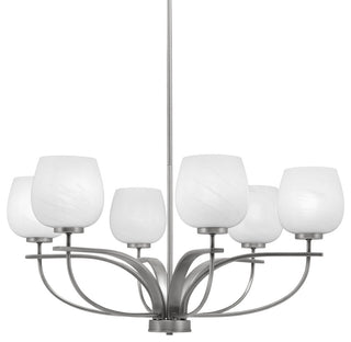 Cavella 6-Light Chandelier, Graphite, 6" White Marble Glass
