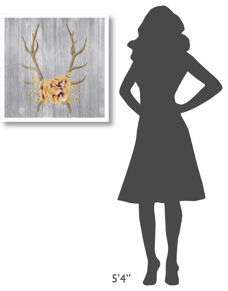 "Antlers and Poppies I Sq Spice" Digital Paper Print by Elyse DeNeige, 26"x26"