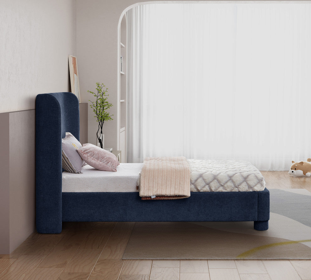 Penny Bed, Navy, Twin, Chenille Fabric