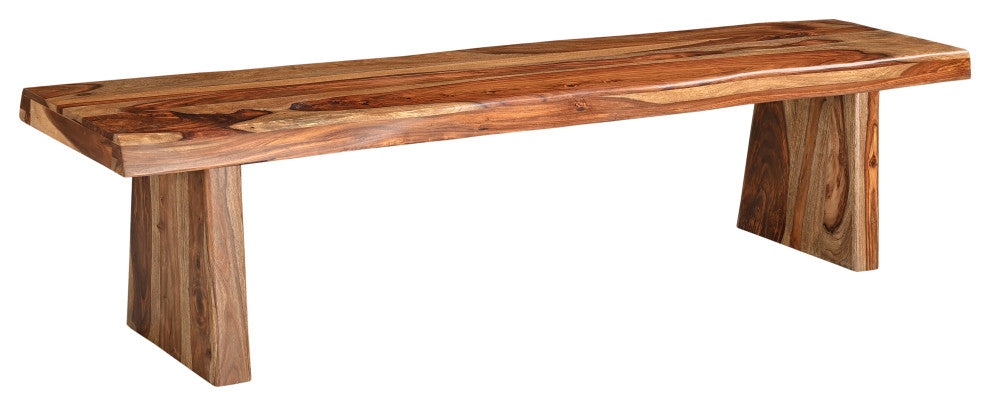 Damian 68" Live Edge Wood Dining Bench, Brown, 75"