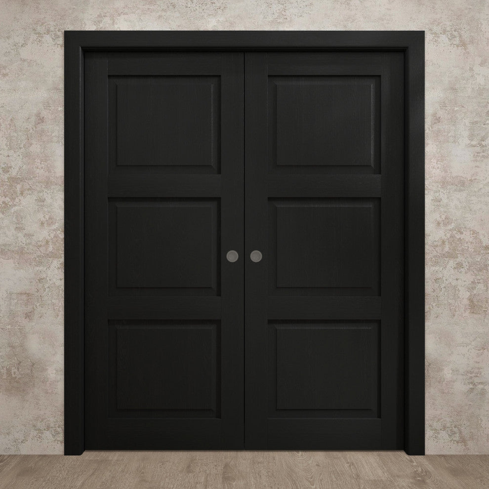 Sliding Double Pocket Doors 60x84 in| Ego 5010 Painted Black Oak