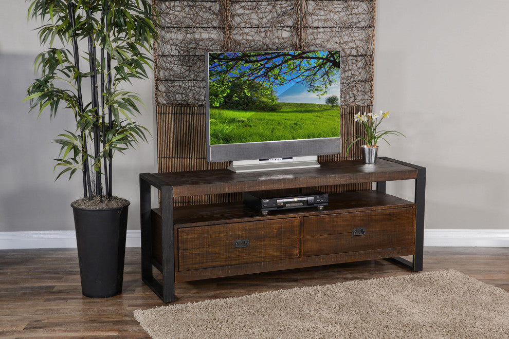 64" TV Stand Media Console Modern Rustic Industrial Cabinet