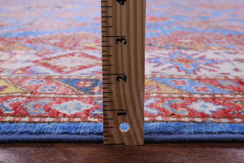 8' 2" X 10' 4" Geometric Super Kazak Handmade Rug Q9517