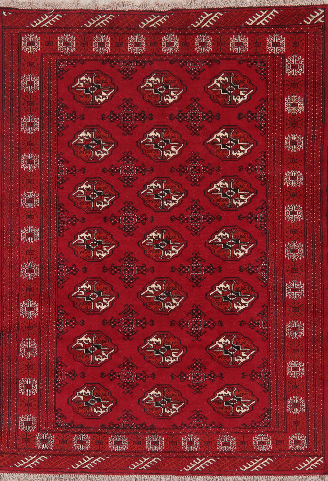 Balouch Oriental Traditional Carpet Hand Made Afghan Area Rug, Red, 7'3"x5'1