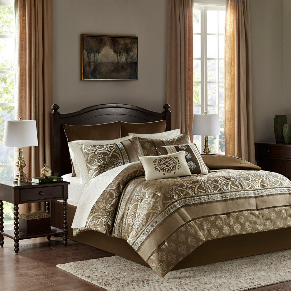 Madison Park Essentials Zara 16 Piece Jacquard Comforter Set