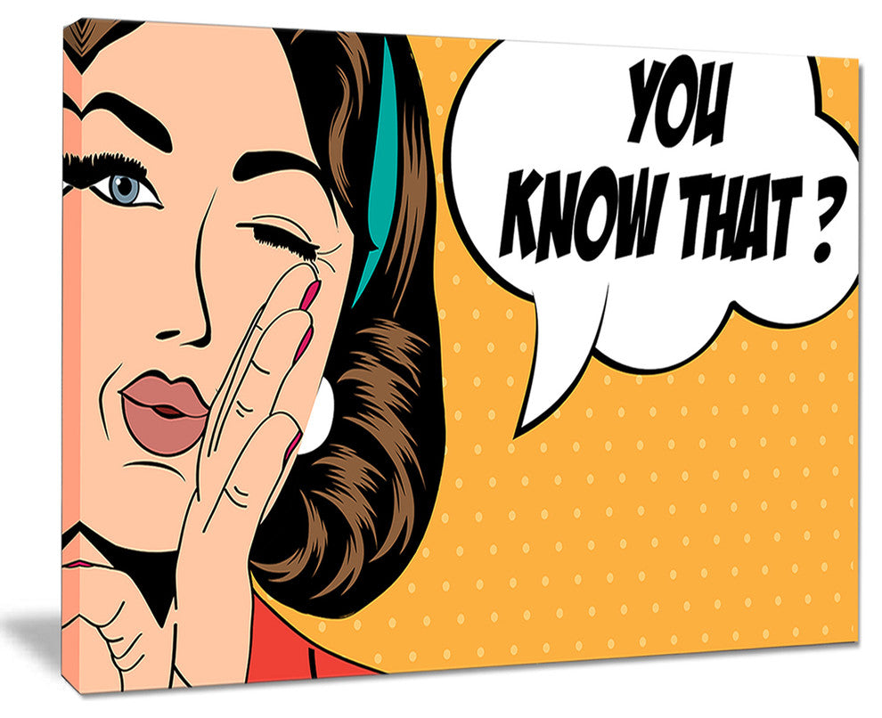 "Retro Woman in Comic Style" Portrait Digital Art Canvas Print